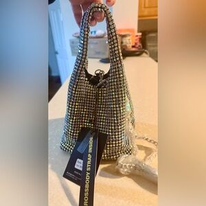 ImoshionUSA Rhinestone Embellished Vegan Mini Crossbody Bucket Bag NWT